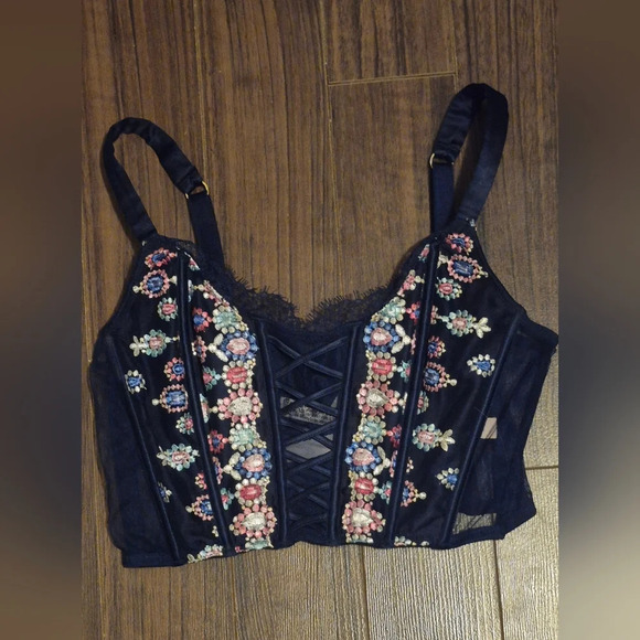 Victoria’s Secret Dream Angels Embroidered Bustier – Navy | Size S - Picture 2 of 5